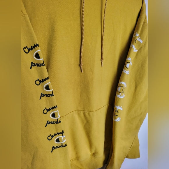 CHAMPION  Logo Hoodie Honey Mustard Large - Picture 3 of 6